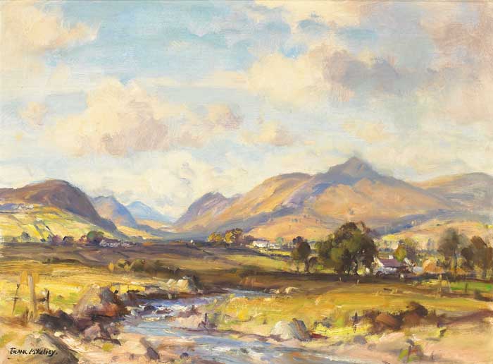 LANDSCAPE WITH RIVER AND MOUNTAINS by Frank McKelvey RHA RUA (1895-1974) at Whyte's Auctions