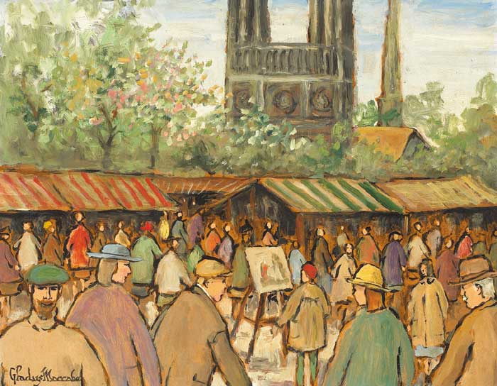 NOTRE DAME AND STALLS AT THE SEINE, PARIS by Gladys Maccabe sold for 4,800 at Whyte's Auctions