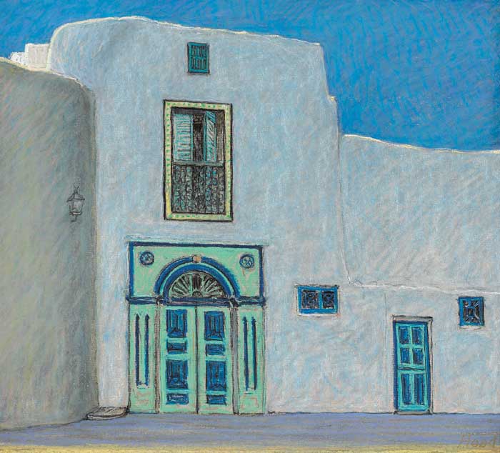 GREEN DOOR IN THE MEDINA, KAIROUAN, TUNISIA by Jeremiah Hoad (1924-1999) at Whyte's Auctions