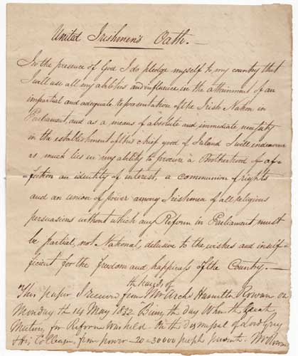 1796-98 United Irishman's Oath at Whyte's Auctions