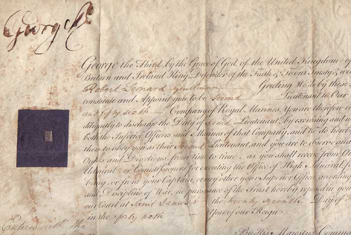 George III and Queen Victoria: Signatures on Commissions of Irish Officers in the Royal Marines at Whyte's Auctions