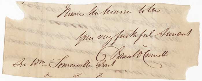 SPECIMEN AUTOGRAPH by Daniel O'Connell (1775-1847) at Whyte's Auctions