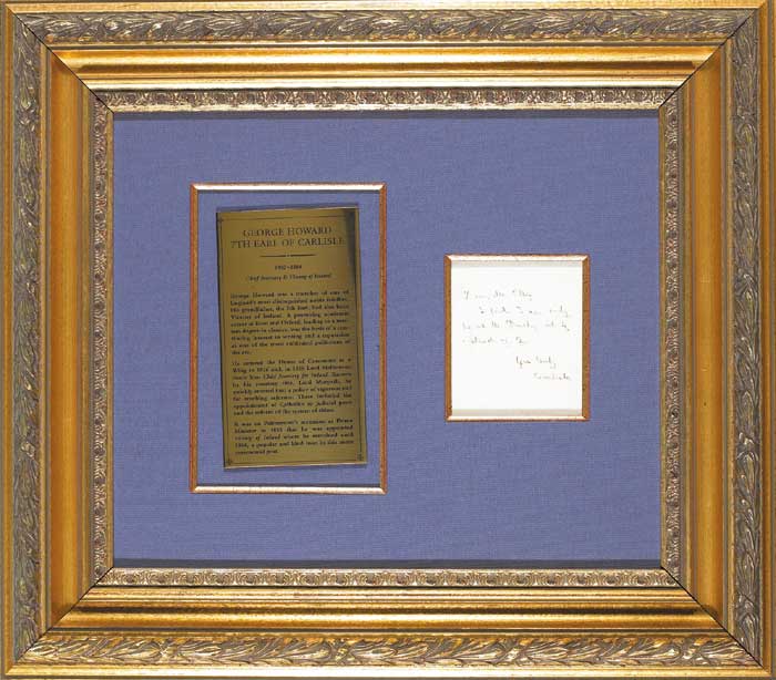 FRAMED NOTE TO MR ELLIS at Whyte's Auctions