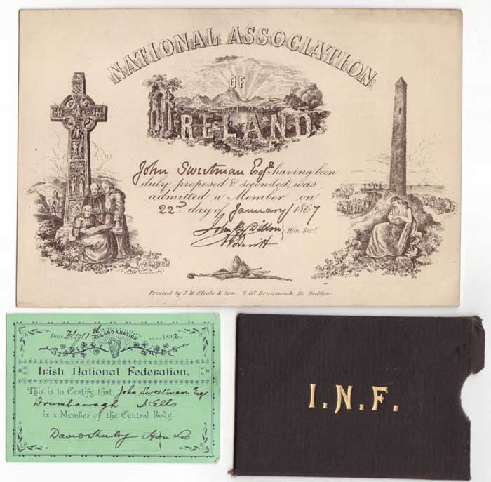 1867 NATIONAL ASSOCIATION OF IRELAND AND OTHER MEMBERSHIP CARDS at Whyte's Auctions