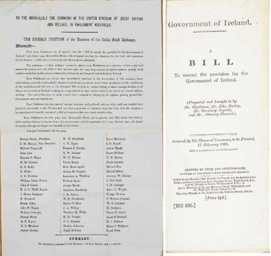 1893 Home Rule Bill - Petition by Members of the Dublin Stock Exchange against it. at Whyte's Auctions