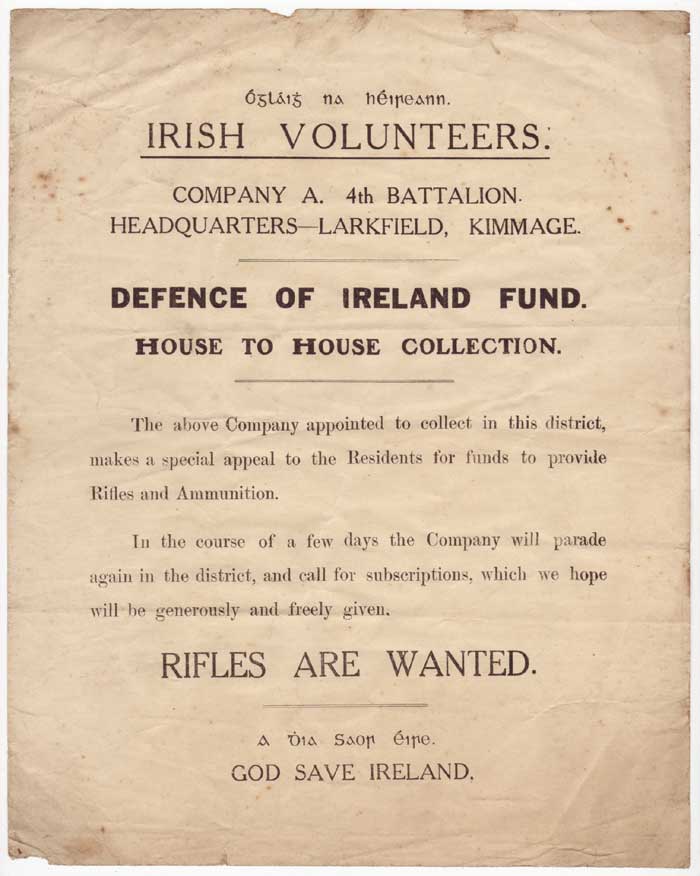 1912 IRISH VOLUNTEERS POSTER - RIFLES ARE WANTED at Whyte's Auctions