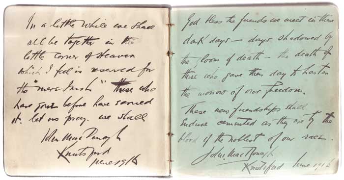 1916 KNUTSFORD PRISON AUTOGRAPH BOOK INCLUDING JOHN MCDONAGH'S WRITINGS at Whyte's Auctions