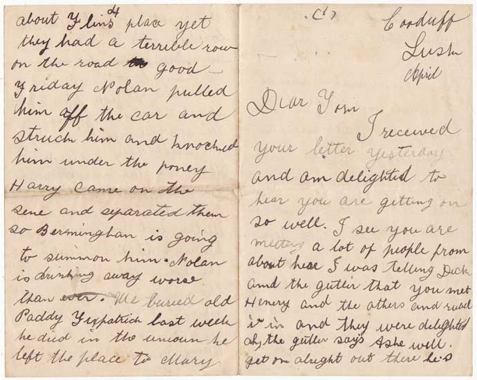 1914-18. CORRESPONDENCE TO THOMAS ASHE FROM FRIENDS by Thomas Ashe (1885-1917) at Whyte's Auctions