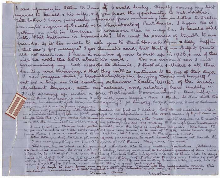 1917 (20 May) AUSTIN STACK IN LEWES JAIL, lengthy letter to Nora Ashe and other letters 1917-18 by Austin Stack (1879-1929) at Whyte's Auctions