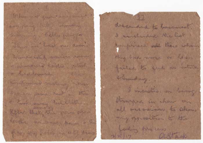 1917 (September 20-25) AUSTIN STACK'S ACCOUNT OF FORCE FEEDING IN MOUNTJOY RESULTING IN THOMAS' ASHE by Thomas Ashe (1885-1917) at Whyte's Auctions