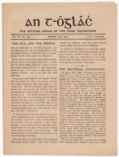 1921. MICHAEL COLLINS: AN T-OGLACH, Nov 11 1921 and March 31 1922 by Michael Collins (1890-1922) (1890-1922) at Whyte's Auctions