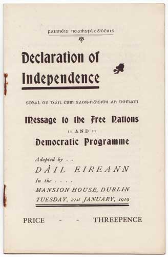 1919 DECLARATION OF INDEPENDENCE - Message to the Free Nations and Democratic Programme at Whyte's Auctions