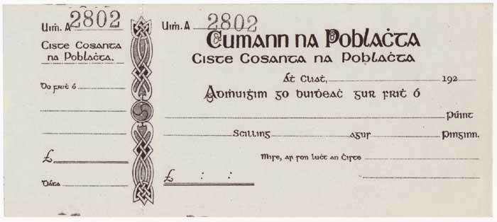 1920-22 CUMANN NA POBLACHTA RECEIPT, also Sinn F�in letterhead at Whyte's Auctions