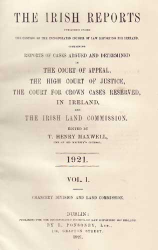 1921-27 IRISH REPORTS: WAR OF INDEPENDENCE, CIVIL WAR, ETC. COURT CASES at Whyte's Auctions