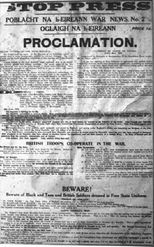 1922 STOP PRESS. POBLACHT NA HÉIREANN NO. 2 PROCLAMATION BY THE IRA IN THE FOUR COURTS at Whyte's Auctions