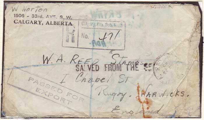 1940 (May) SHIP TORPEDOED OFF BLOODY FORELAND, COUNTY DONEGAL - RESCUED MAIL at Whyte's Auctions