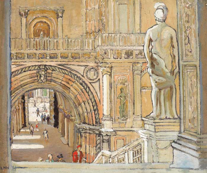 THE COURTYARD OF THE DOGE'S PALACE, VENICE, circa 1924-5 by Letitia Marion Hamilton sold for �14,500 at Whyte's Auctions