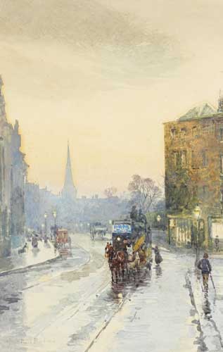 CATCHING THE TRAM IN NASSAU STREET, DUBLIN by Rose Mary Barton sold for 13,000 at Whyte's Auctions