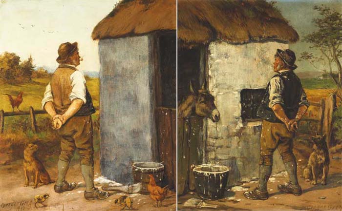 READY TO PAINT THE STABLE and THE RESULT, 1912 (A PAIR) by Gregor Grey (fl.1870s-1911) at Whyte's Auctions