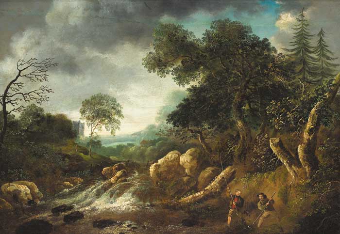 LANDSCAPE AND RIVER SCENE WITH EEL FISHERS by William Sadler II sold for �6,000 at Whyte's Auctions