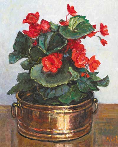 BEGONIA IN A COPPER JARDINIERE by Hilda van Stockum HRHA (19082006) at Whyte's Auctions