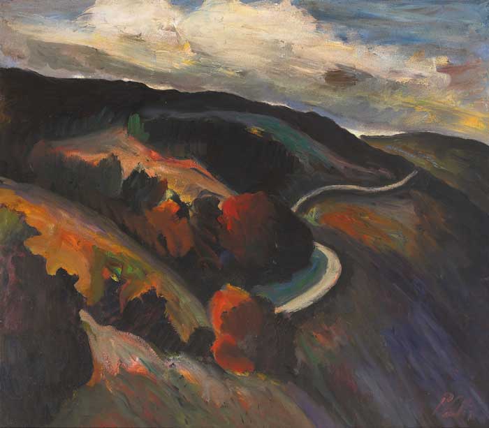 MOUNTAIN ROAD NEAR ROUNDWOOD by Peter Collis RHA (1929-2012) at Whyte's Auctions