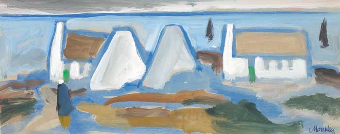 COTTAGES IN A BLUE LANDSCAPE by Markey Robinson (1918-1999) at Whyte's Auctions