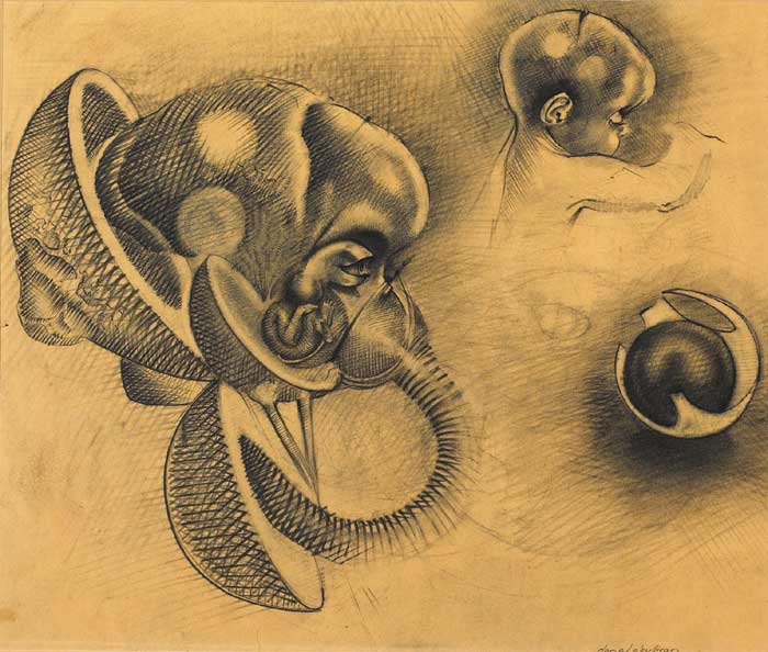 EMBRYO WITH GAS MASK by Donal O'Sullivan (1945-1991) at Whyte's Auctions