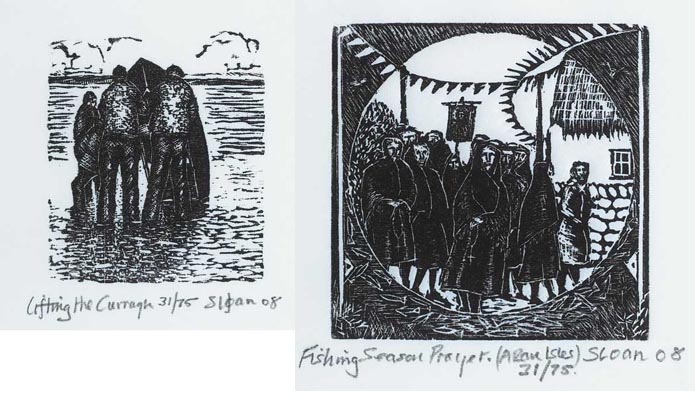 LIFTING THE CURRACH and FISHING SEASON PRAYER, ARAN ISLES, 2008 (A PAIR) by Joseph Sloan (b.1940) at Whyte's Auctions