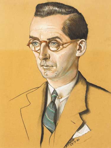 PORTRAIT OF A MAN, POSSIBLY SEAMUS KELLY, THEATRE CRITIC FOR THE IRISH TIMES, 1941 by Harry Kernoff RHA (1900-1974) at Whyte's Auctions