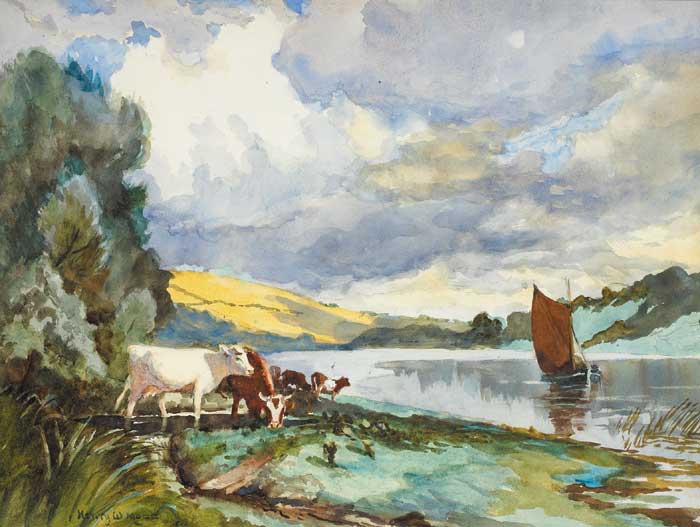 RIVER SLANEY; WEXFORD ON THE RIGHT, WATERFORD ON THE LEFT by Henry William Moss (1859-1944) at Whyte's Auctions