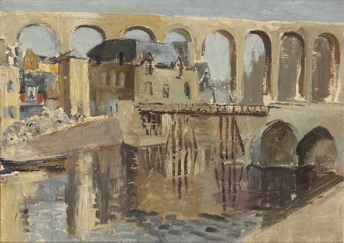 RIVER AND AQUADUCT AT DINAN, FRANCE, 1947 by Violet McAdoo sold for �300 at Whyte's Auctions