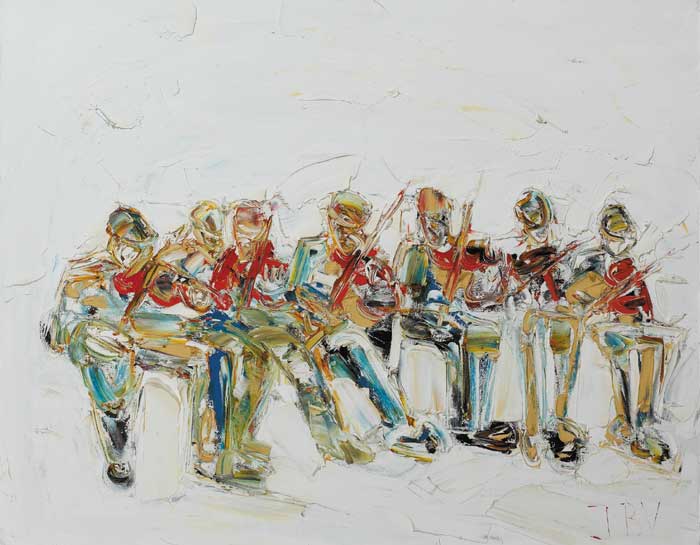 THE EIGHT FIDDLERS by John B. Vallely (b.1941) at Whyte's Auctions