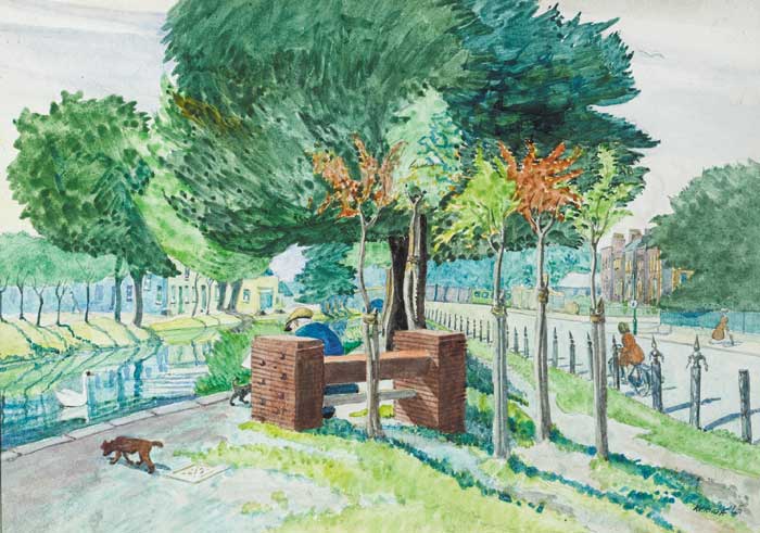THE GRAND CANAL AT WILTON PLACE, 1945 by Harry Kernoff RHA (1900-1974) RHA (1900-1974) at Whyte's Auctions
