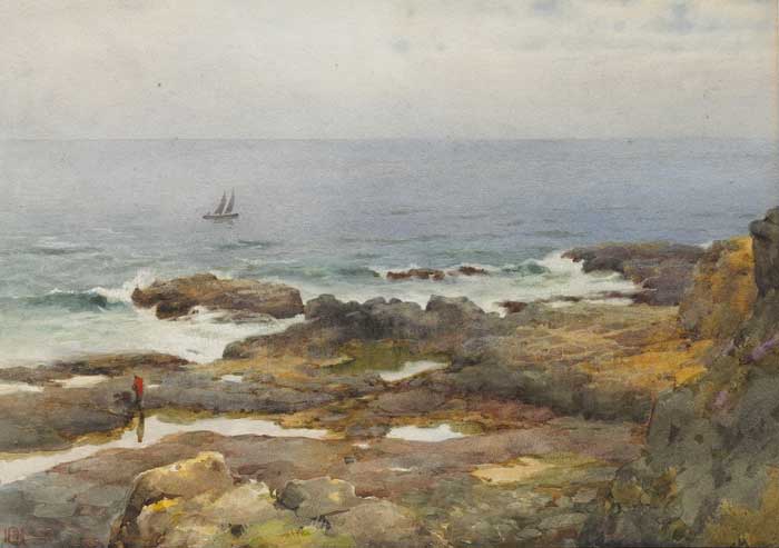 ON THE PORTSTEWART ROCKS, COUNTY DERRY by Helen O'Hara (1846-1920) at Whyte's Auctions