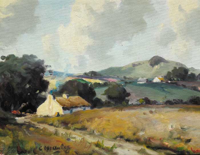 LANDSCAPE WITH THATCHED COTTAGE by Charles J. McAuley RUA ARSA (1910-1999) at Whyte's Auctions