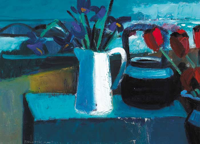 BLUE KETTLE AND TULIPS, 1994 by Brian Ballard RUA (b.1943) at Whyte's Auctions