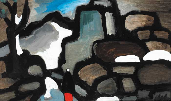 SHAWLIE ON A ROAD THROUGH A ROCKY LANDSCAPE by Markey Robinson (1918-1999) at Whyte's Auctions