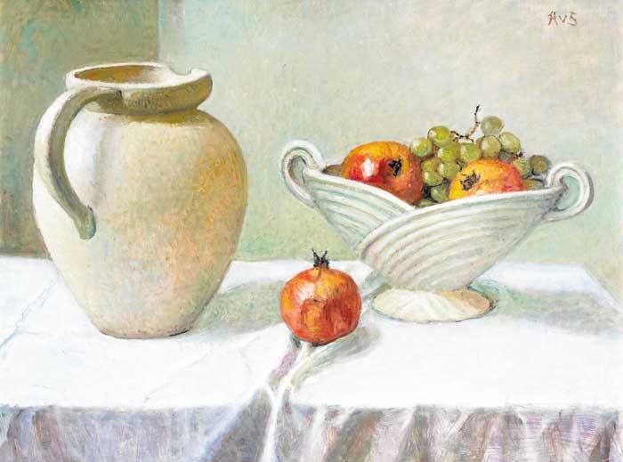 GRECIAN STILL LIFE, 1990 by Hilda Van Stockum HRHA (1908-2006) at Whyte's Auctions