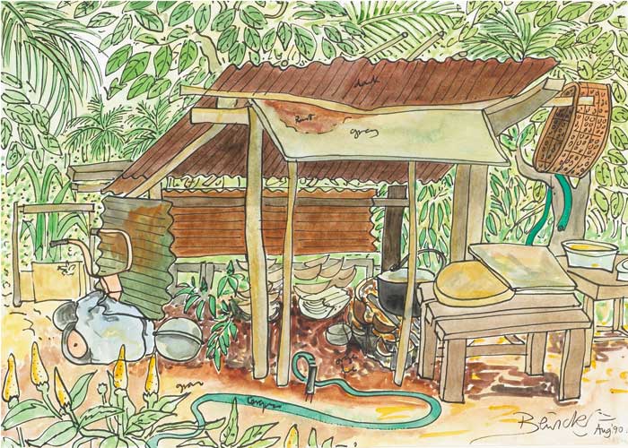 MO'S KITCHEN OUTSIDE, AUGUST 1990 by Pauline Bewick RHA (1935-2022) RHA (1935-2022) at Whyte's Auctions