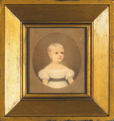 PORTRAIT, HALF-LENGTH, OF A YOUNG GIRL IN A WHITE SMOCK AND TARTAN SASH, 1829 by Adam Buck (1759-1833) at Whyte's Auctions