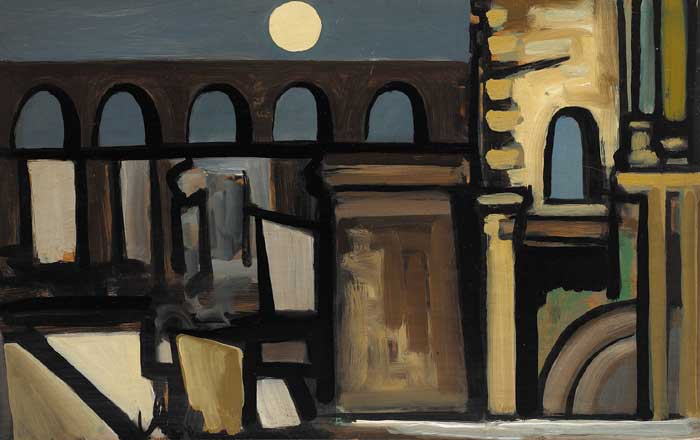 MOONLIGHT (MOON OVER AQUADUCT AND STONE TOWER) by Markey Robinson (1918-1999) at Whyte's Auctions