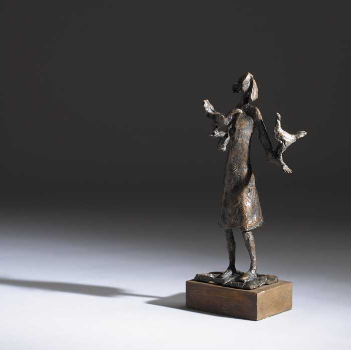 GIRL WITH PIDGEONS, 1981 by John Behan RHA (b.1938) at Whyte's Auctions