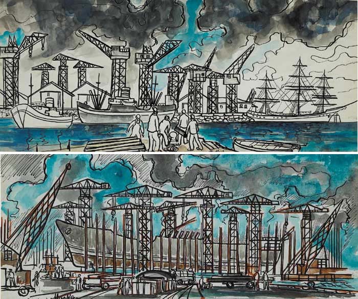 SHIPYARD and MAIN YARD (A PAIR) by Markey Robinson (1918-1999) at Whyte's Auctions