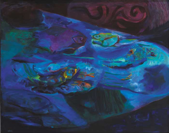 STRANGE DREAM (CARP IN A BLUE POOL) by Noreen Rice (b.1936) at Whyte's Auctions