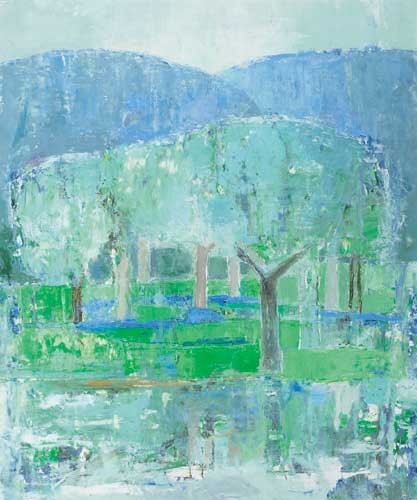 BLUE HILLS, OLIVE TREES AND RIVER, 2005 by Anne Donnelly (b.1932) at Whyte's Auctions