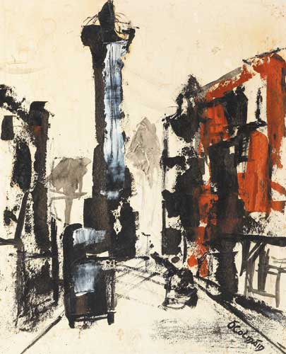 NELSON'S PILLAR, O'CONNELL STREET, DUBLIN by Samus  Colmin (1925-1990) at Whyte's Auctions