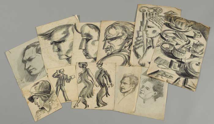 FOLIO OF DRAWINGS: PORTRAITS, FIGURE SKETCHES AND A STILL LIFE by Harry Kernoff sold for 2,100 at Whyte's Auctions