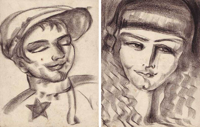 DUBLIN TYPES: JOCKEY and A FLAPPER GIRL (A PAIR) by Harry Kernoff RHA (1900-1974) at Whyte's Auctions