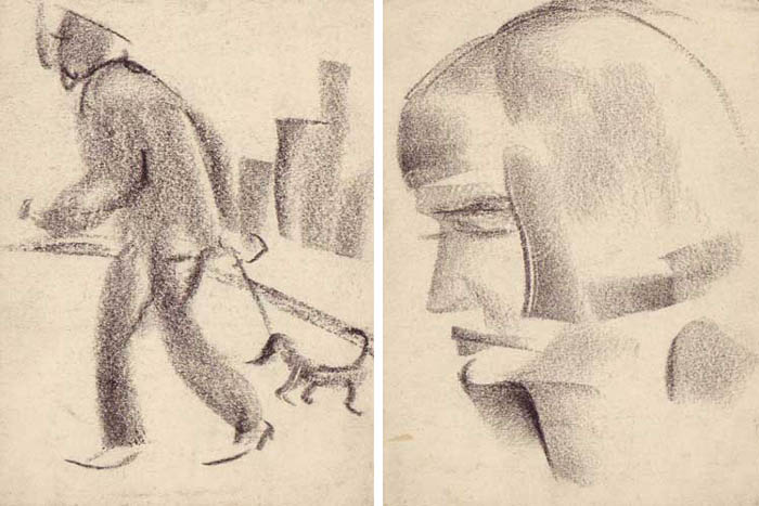 DUBLIN TYPES: MAN WITH A DOG and HEAD OF A YOUNG WOMAN IN PROFILE (A PAIR) by Harry Kernoff RHA (1900-1974) at Whyte's Auctions